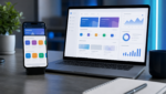 Generic smartphone and laptop workspace representing Apple App Store changes for developers and users