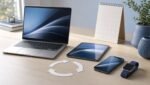 Smartphone, laptop, tablet and smartwatch arranged for an Apple Upgrade leasing guide