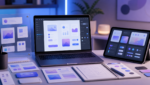 App design workspace showing generic UI design boards for iOS 27 design kits