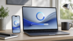 MacBook and smartphone on a desk for a macOS security update guide