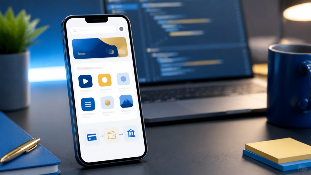 Smartphone app marketplace and payment options illustrating Apple EU App Store fee changes