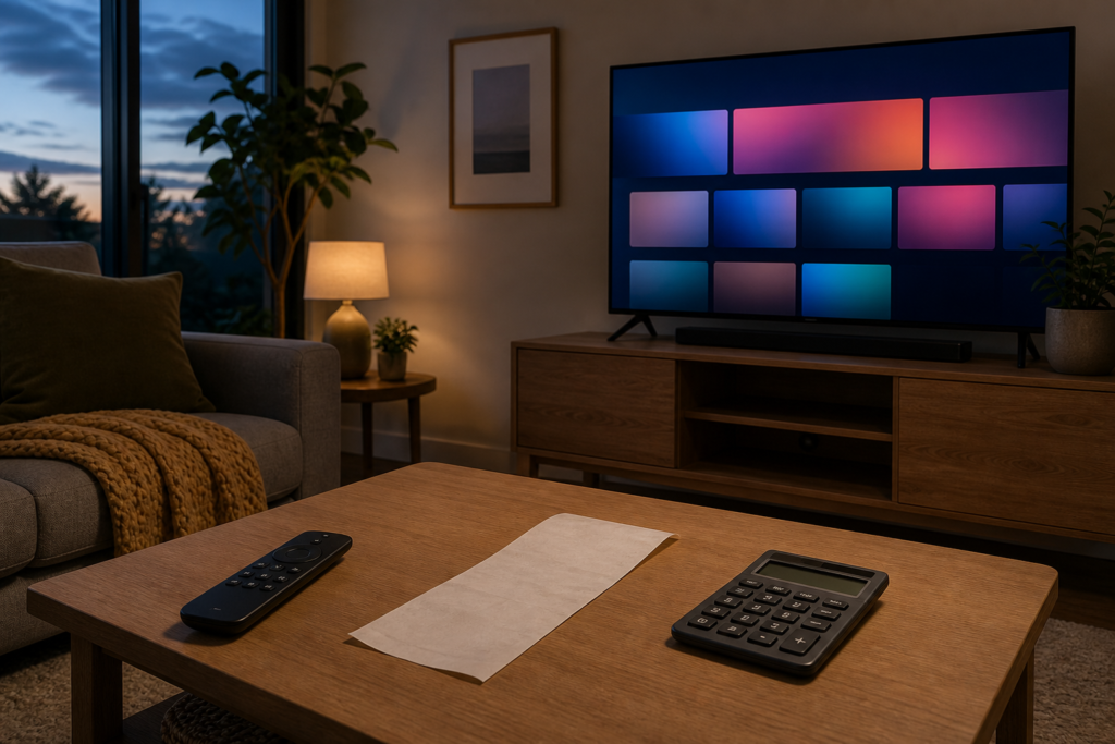 Living room television and remote illustrating an Apple TV subscription price increase