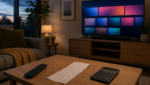 Living room television and remote illustrating an Apple TV subscription price increase