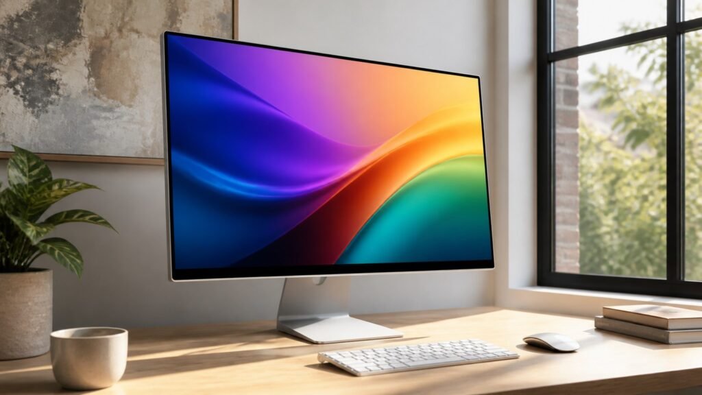 Colourful 24-inch all-in-one desktop on a desk for M6 iMac rumours article
