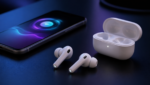 Concept image of camera-equipped wireless earbuds for AirPods Ultra rumours