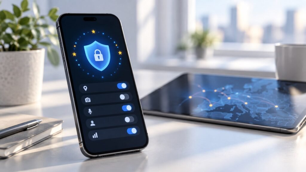 Smartphone privacy permission screen illustrating App Tracking Transparency changes in the EU