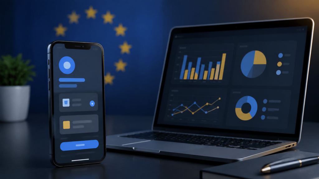 Smartphone and laptop illustrating Apple EU app payment rules for developers
