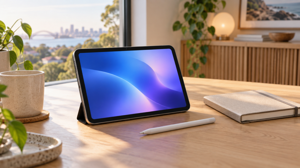 Compact tablet in landscape orientation illustrating iPad mini 8 rumours